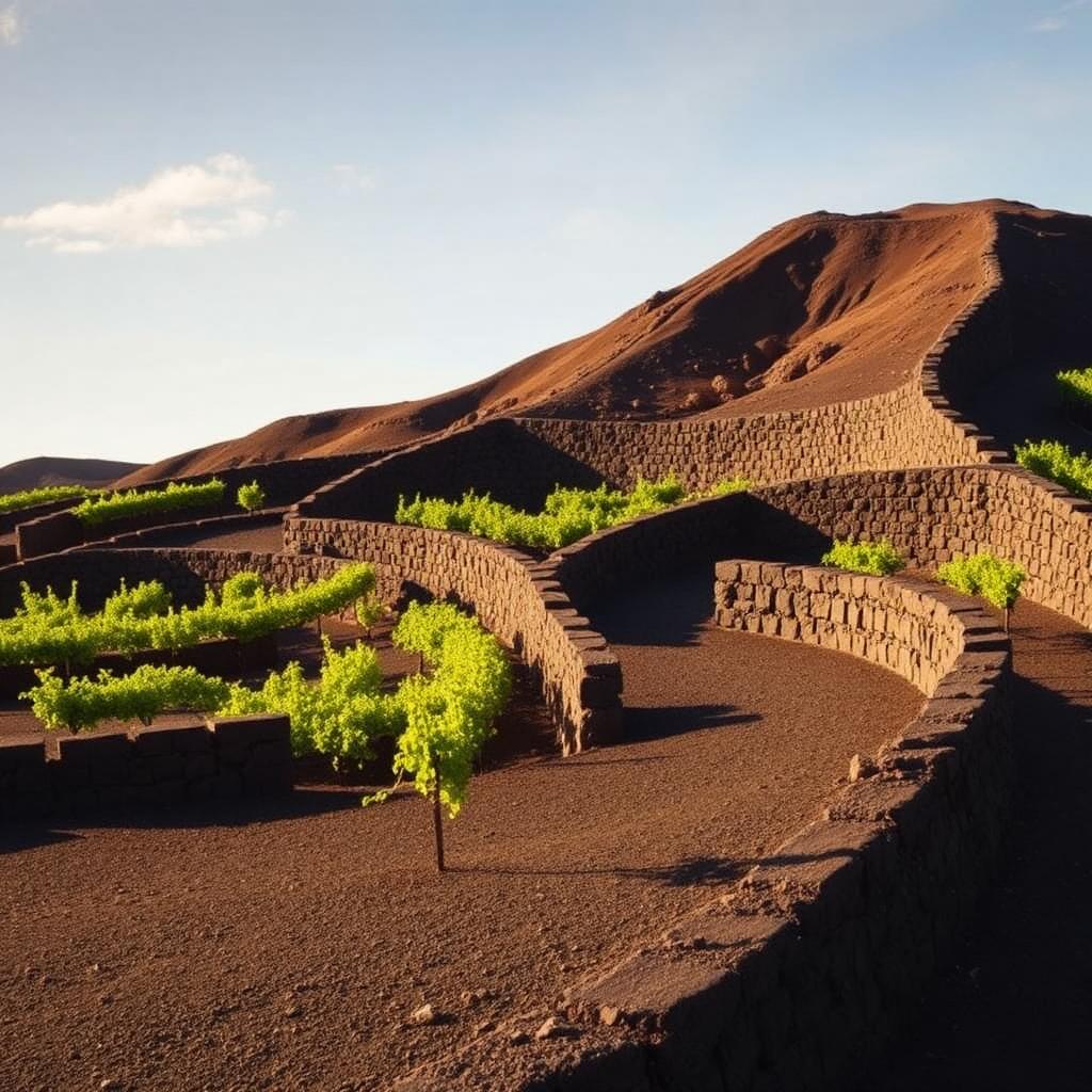 Lanzarote's Vineyards in Black Volcanic Ash